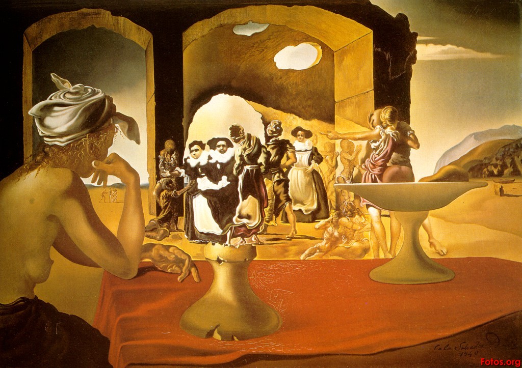 L'inconscient en peinture. 1940-marche-desclaves-avec-le-buste-de-voltaire-disparaissant
