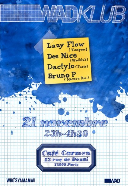 Le magazine WAD présente le WADKLUB le 21 Novembre au Café Carmen