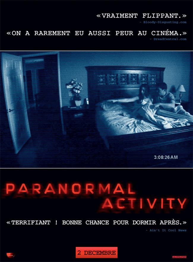 Sortie de PARANORMAL ACTIVITY, attendu comme LE film d’épouvante de l’année le 2 décembre.