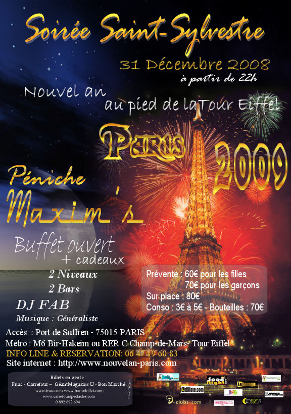 Le nouvel an 2009 au pied de la Tour Eiffel !!
